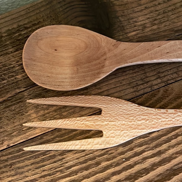 Artisan-made in Portugal Wooden Serving Spoon and Fork, hand-painted, ~14” - Picture 9 of 9